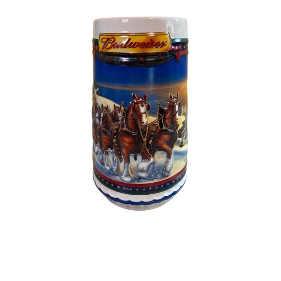 2002 Budweiser Holiday Stein Guiding the Way Home w/ COA & Box CS529 - Picture 3 of 7